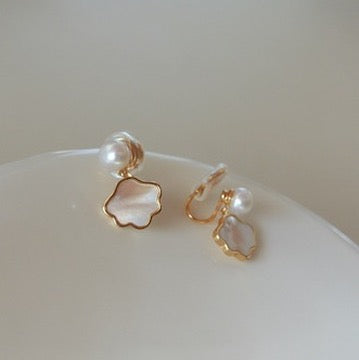 Pearl and Shell Dainty Earrings