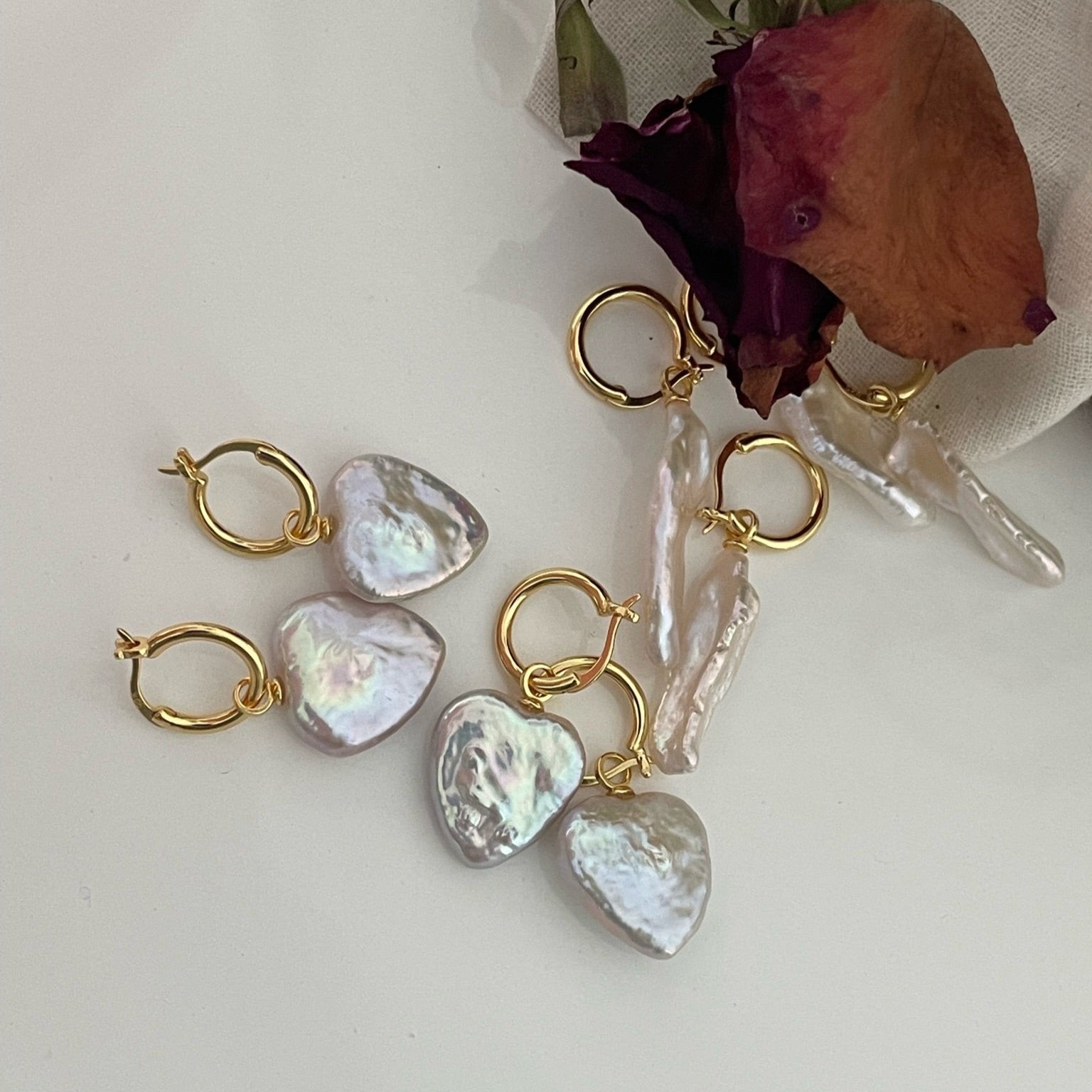 Heart Baroque Pearl Drop Earrings