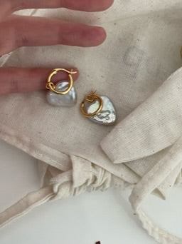 Heart Baroque Pearl Drop Earrings