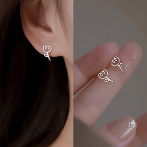 Micro Rose Flower Stud Earrings