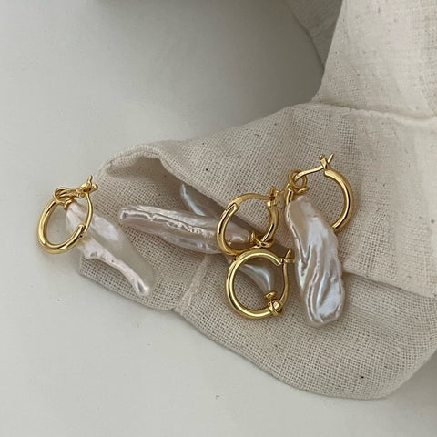 Natural Longitude Baroque Pearl Drop Earrings
