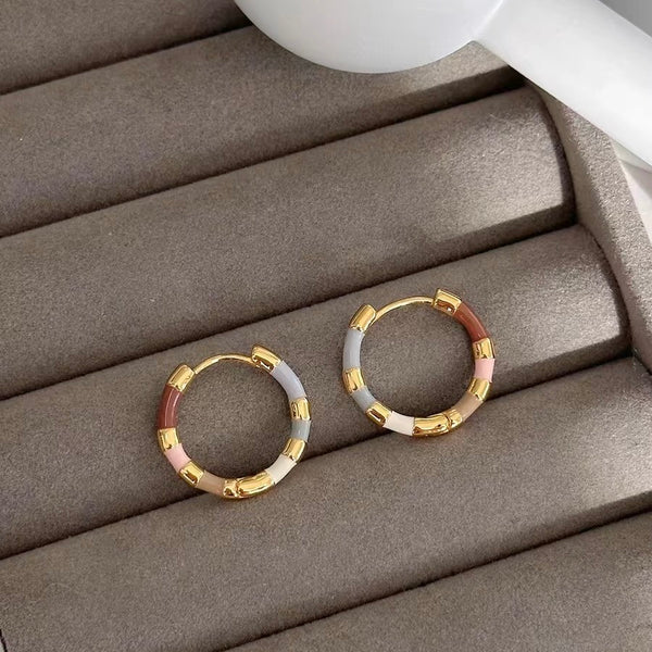 Colorful Enamel Hoop Earrings