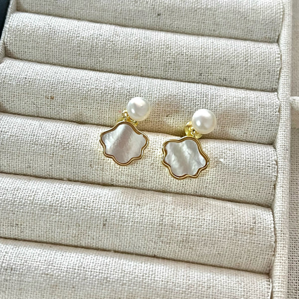 Pearl and Shell Dainty Earrings