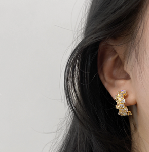 Bling Zircon Hoop Clip On Earrings