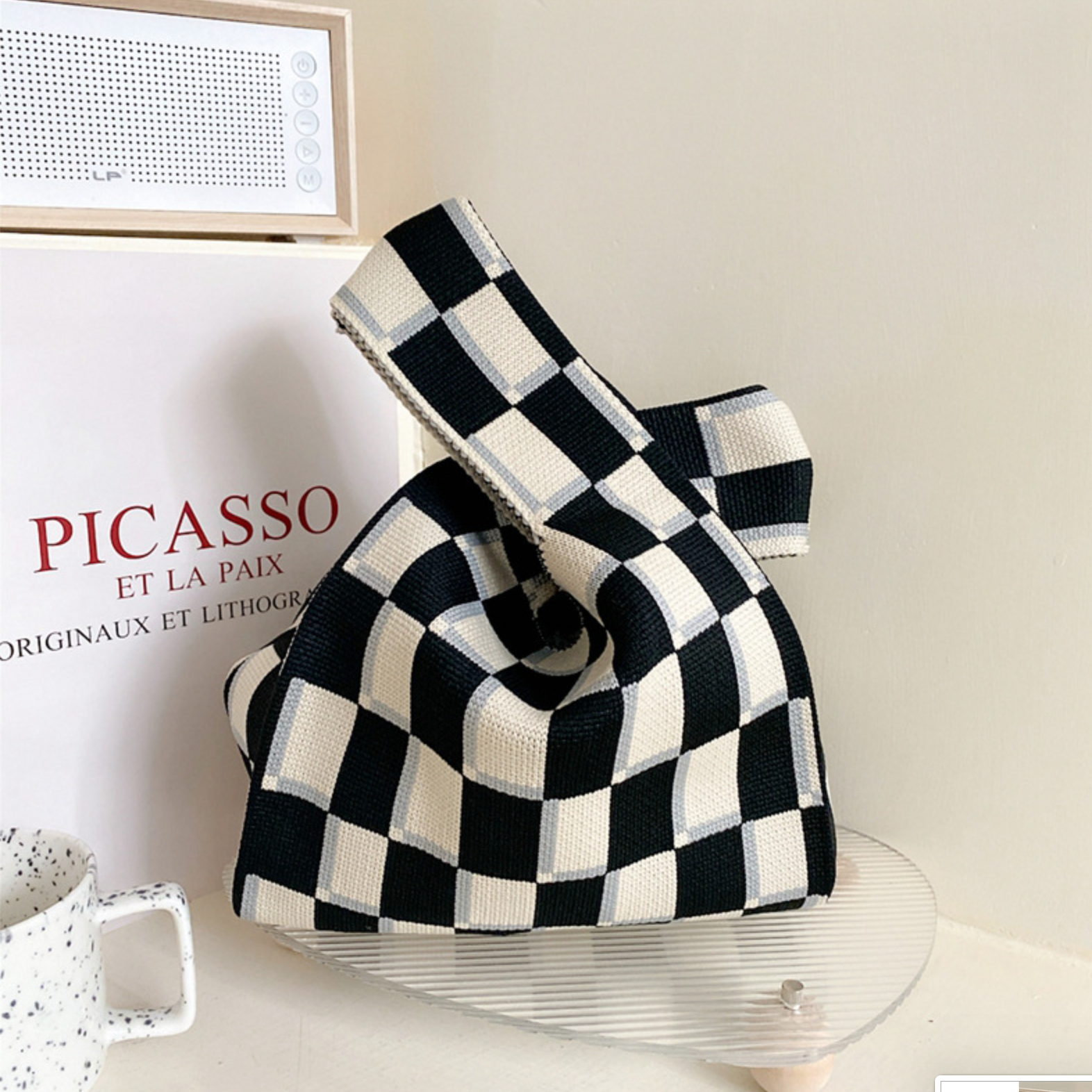 Checker Knit Tote