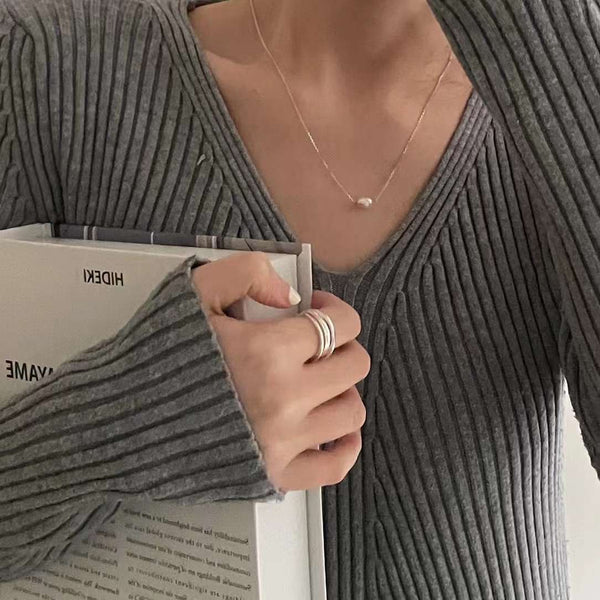 Rice Pearl Silver Necklace