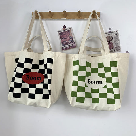 Checker BOOM Canvas Tote Bag