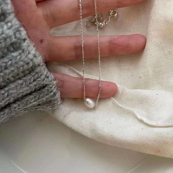 Rice Pearl Silver Necklace