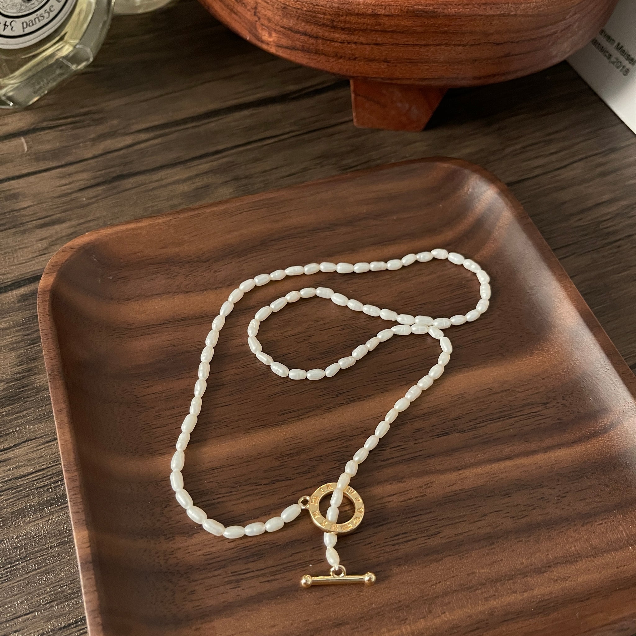Rice Pearl Toggle Necklace