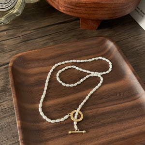 Rice Pearl Toggle Necklace