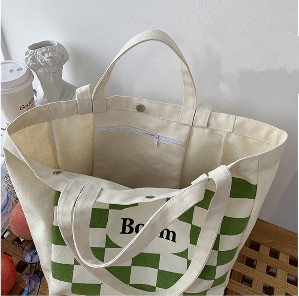Checker BOOM Canvas Tote Bag