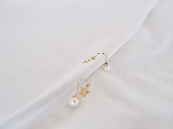 Cute Star and Pearl Front Back Earrings