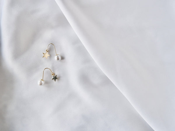 Cute Star and Pearl Front Back Earrings