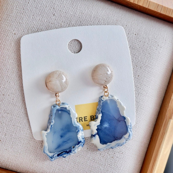 Non-Piercing Clip on Blue Sapphire Vintage Style Earrings