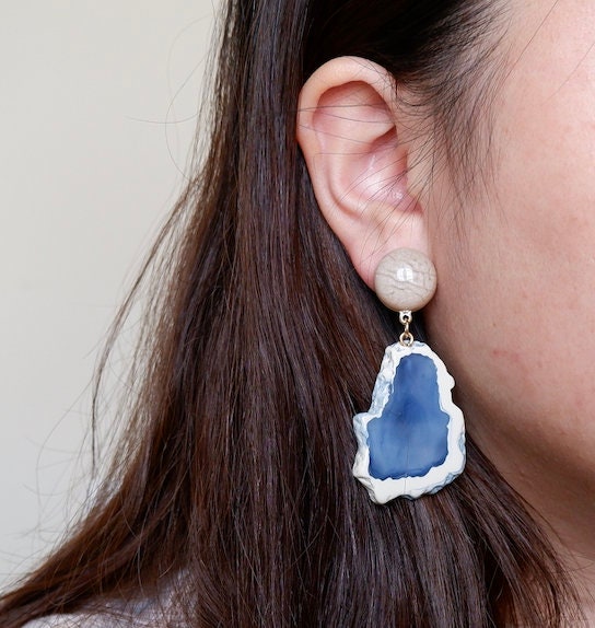 Non-Piercing Clip on Blue Sapphire Vintage Style Earrings