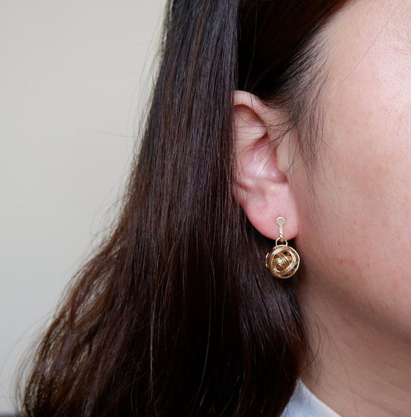 Non-Piercing Clip On Gold Ball Shape Earrings