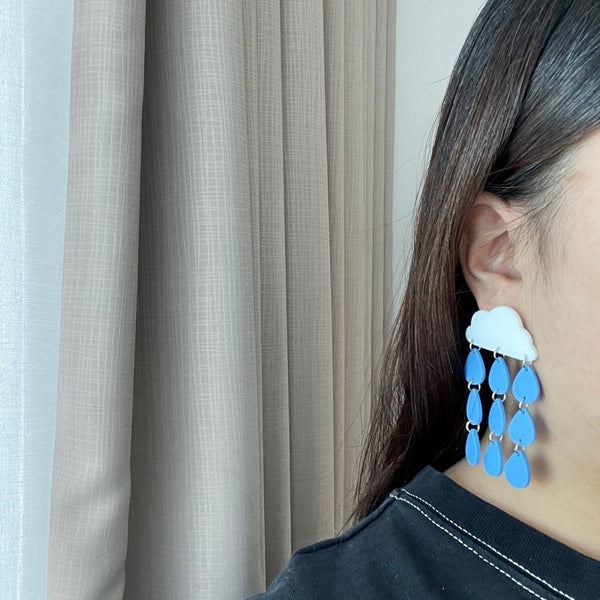 Cartoon Blue Cloud Rain Drop Earrings