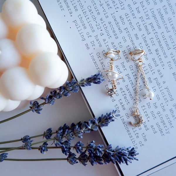 Non- Piercing Crystal Moon and Pear Clip on Earrings