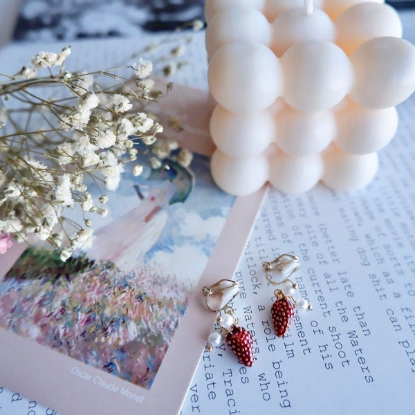 Strawberry Clip on Earrings No piercing