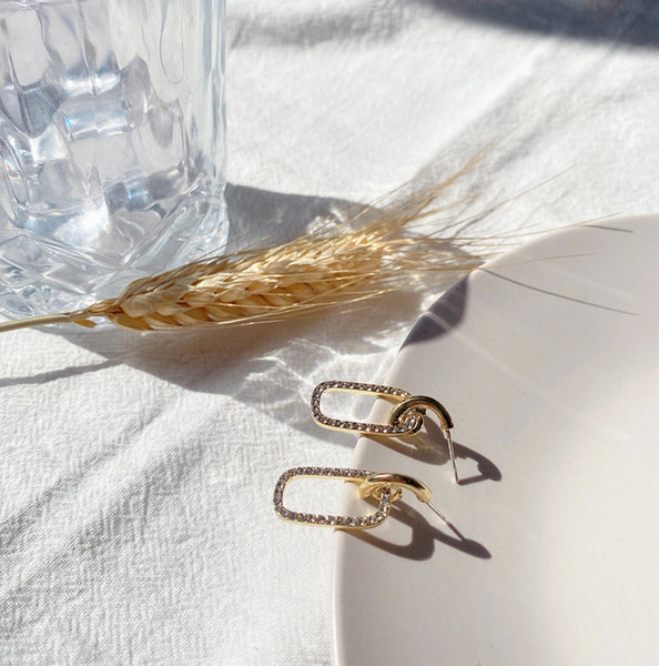 Crystal Gold Drop Earrings