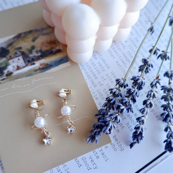 No Piercing Clip-On Celestial Dangle Earrings