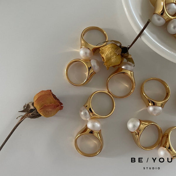 Fresh Water Pearl Ring with Gold Vermeil