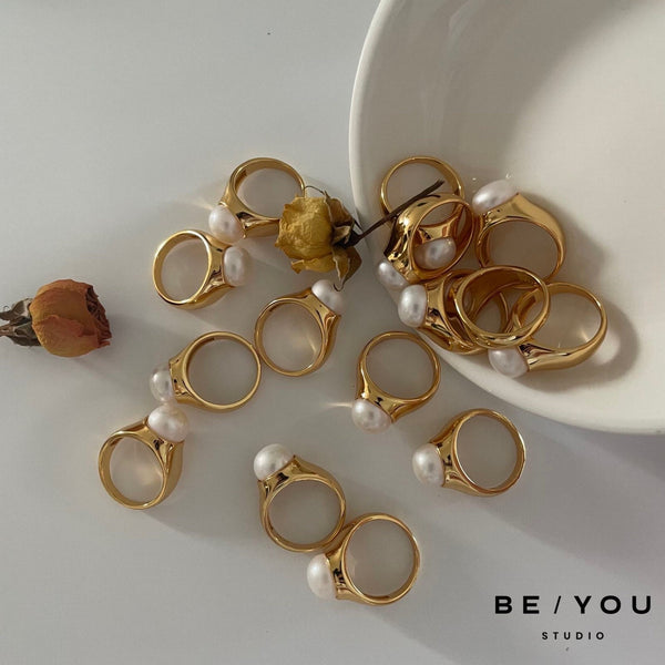 Fresh Water Pearl Ring with Gold Vermeil