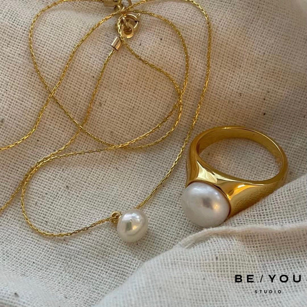 Fresh Water Pearl Ring with Gold Vermeil