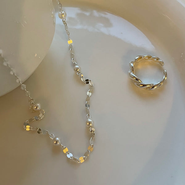Starry Pearl Sterling Silver Necklace