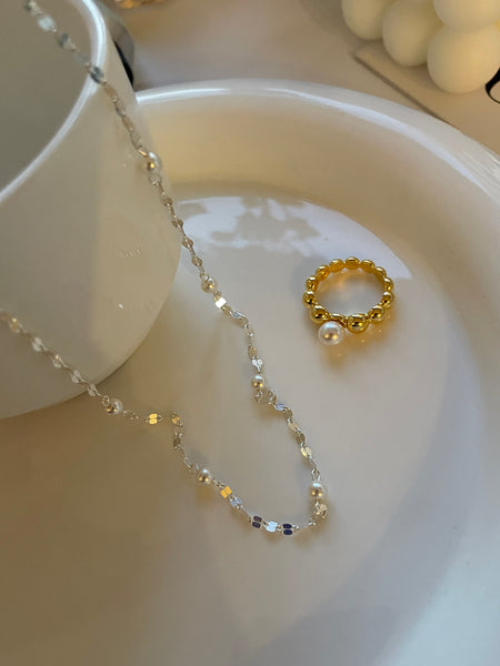 Starry Pearl Sterling Silver Necklace
