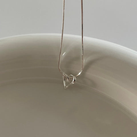 Silver Heart Herringbone Necklace