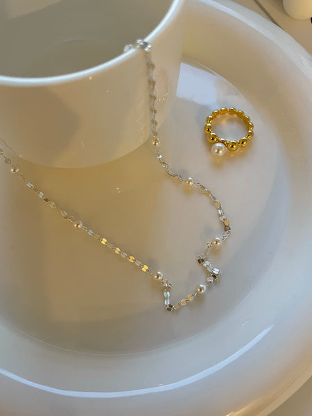 Starry Pearl Sterling Silver Necklace