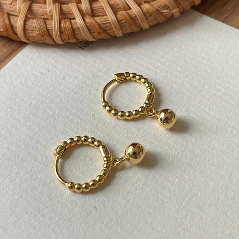 Dainty Gold Ball Huggies Earrings