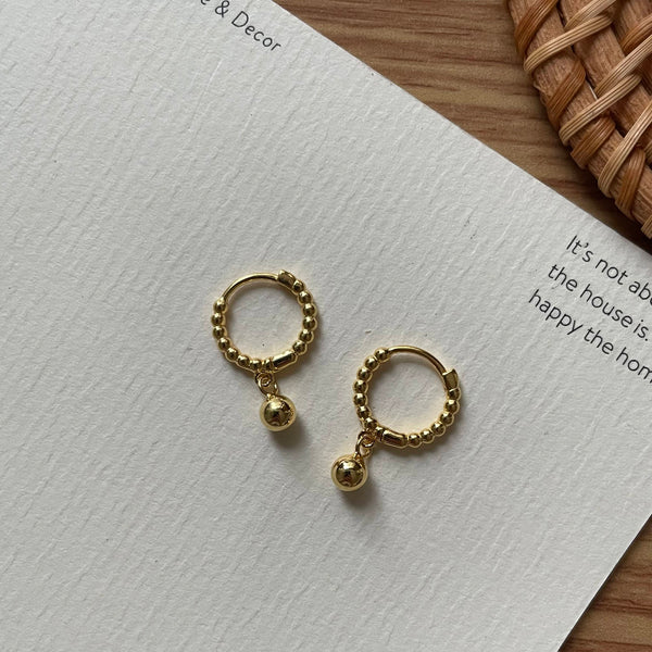 Dainty Gold Ball Huggies Earrings