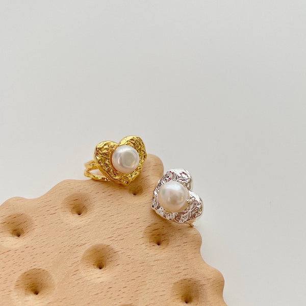 Heart with Pearl Statement Ring