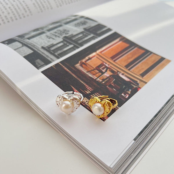 Heart with Pearl Statement Ring